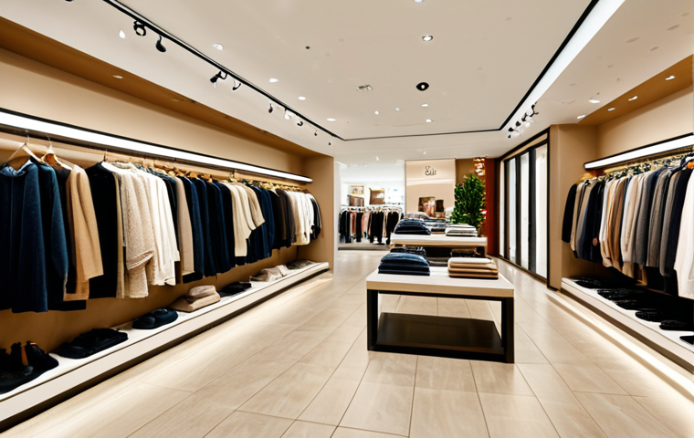 **Prompt:** "A modern retail store interior, meticulously designed layout, featuring warm inviting beige walls, displays showcasing clothing, shoppers browsing, fully clothed, appropriate attire, safe for work, perfect anatomy, natural proportions, professional photography, high quality, family-friendly."