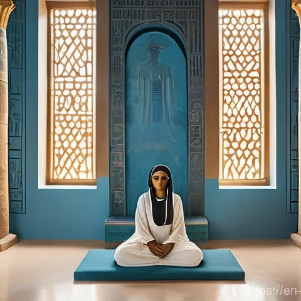 컬러테라피에 대한 오해와 진실 - **Ancient Serenity in a Color Hall:** A serene, historically accurate depiction of an ancient Egypti...