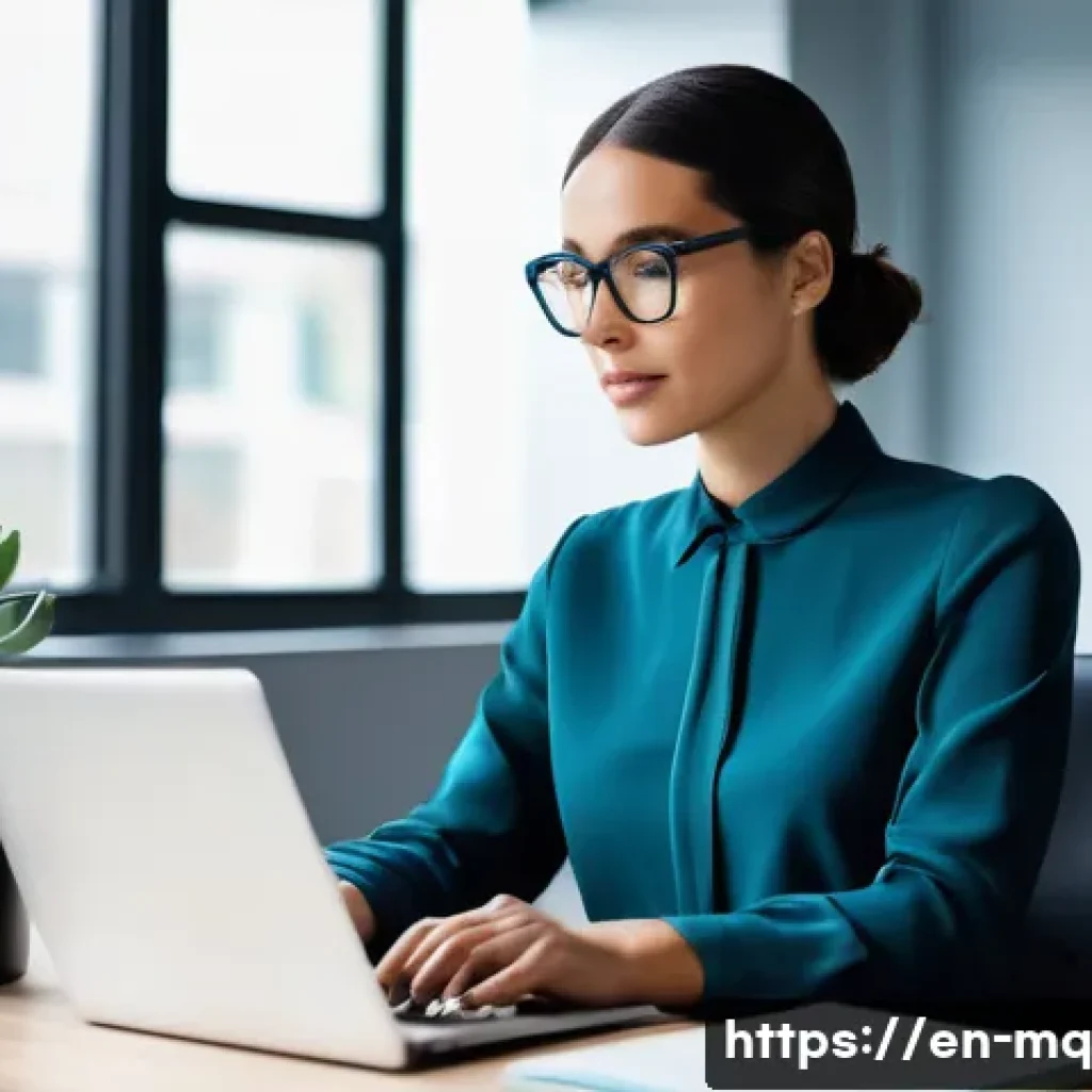 컬러테라피 활용한 직장 내 스트레스 관리 - **Prompt 1: Focused Productivity with Cool Hues**
"A professional woman, aged 30-35, wearing a s...