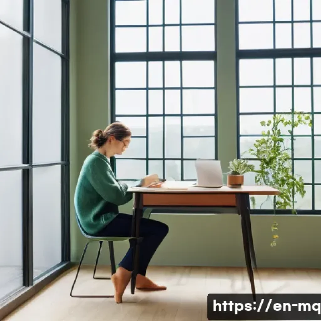컬러테라피 활용한 자아 발견 여정 - **"Serene Focus in a Green and Blue Workspace"**
A person, appearing calm and focused, sits at a...