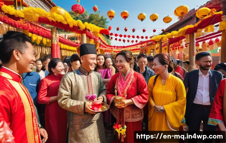 컬러테라피와 문화적 배경의 차이 - A vibrant cultural festival scene showcasing a diverse crowd dressed in traditional attire from vari...