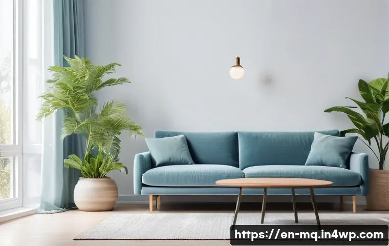 컬러테라피와 조화로운 생활 만들기 - A cozy modern living room corner bathed in soft natural light, featuring walls painted in a gentle p...