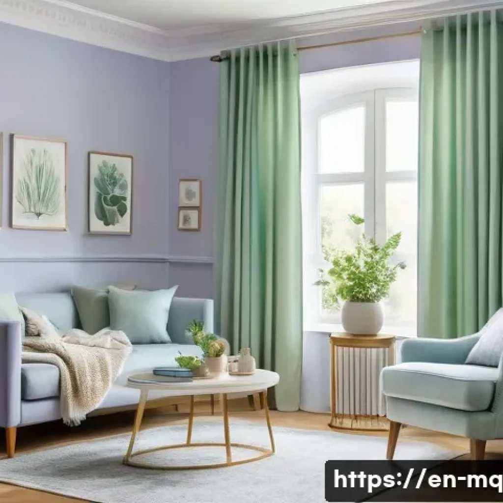 컬러테라피를 활용한 노인 우울증 치료 - A cozy, well-lit living room designed for an elderly person, featuring walls painted in soft pastel ...