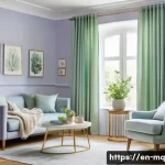 컬러테라피를 활용한 노인 우울증 치료 - A cozy, well-lit living room designed for an elderly person, featuring walls painted in soft pastel ...