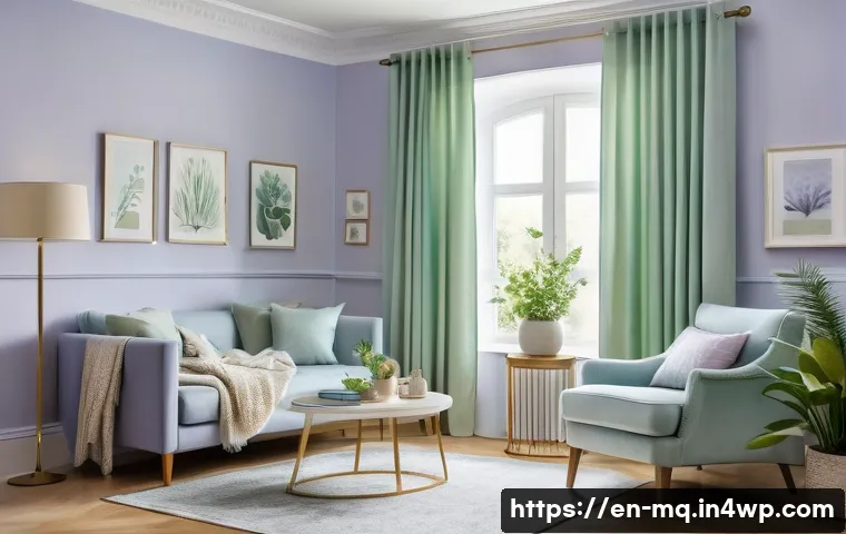 컬러테라피를 활용한 노인 우울증 치료 - A cozy, well-lit living room designed for an elderly person, featuring walls painted in soft pastel ...