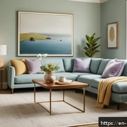 컬러테라피 커플 상담 활용법 - A cozy, softly lit living room designed for emotional balance in a couple&rsquo;s relationship, featuring ...