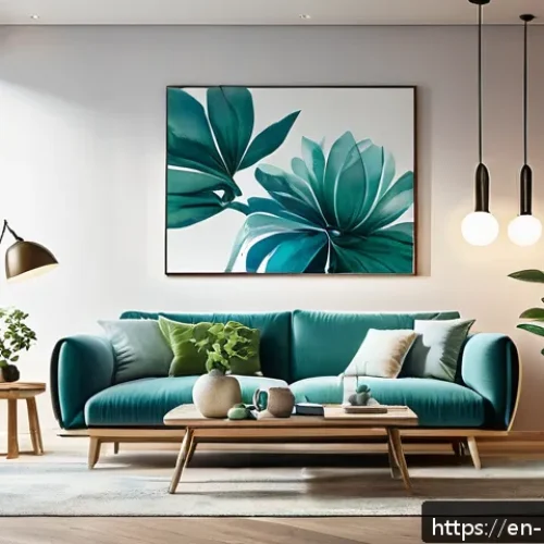 컬러테라피와 감정 조절의 기법 - A modern living room bathed in natural light featuring a calming color palette of soft blues and gre...