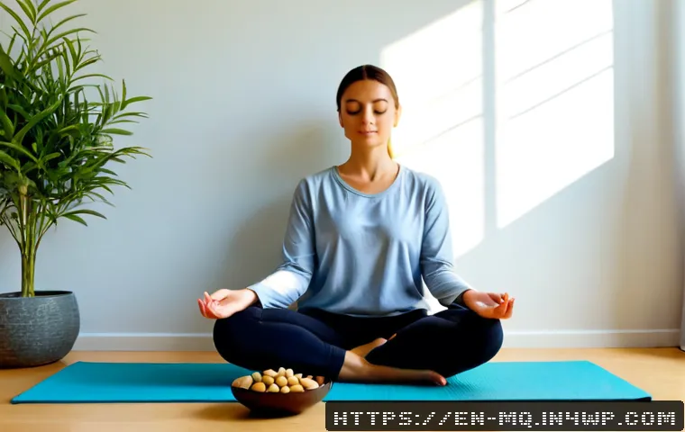 컬러테라피와 명상 결합하기 - Photorealistic mindful meditation corner in a bright modern home, an adult woman seated comfortably ...